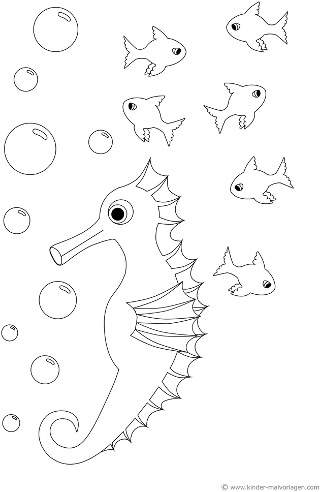 seepferdchen-und-fische-ausmalvorlage