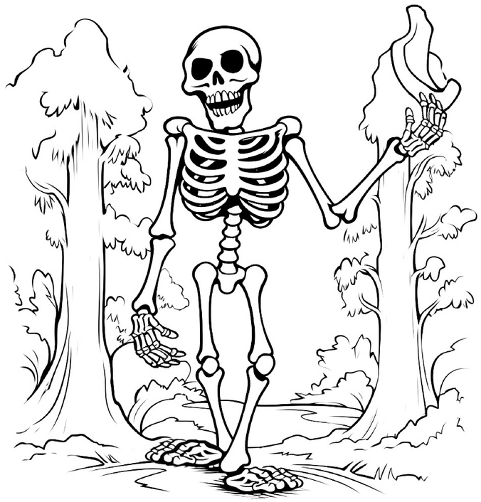 skelett-im-wald-malen-halloween