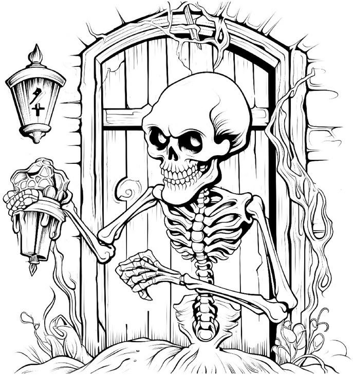skelett-mit-eisbecher-vor-geheimnisvoller-tuer