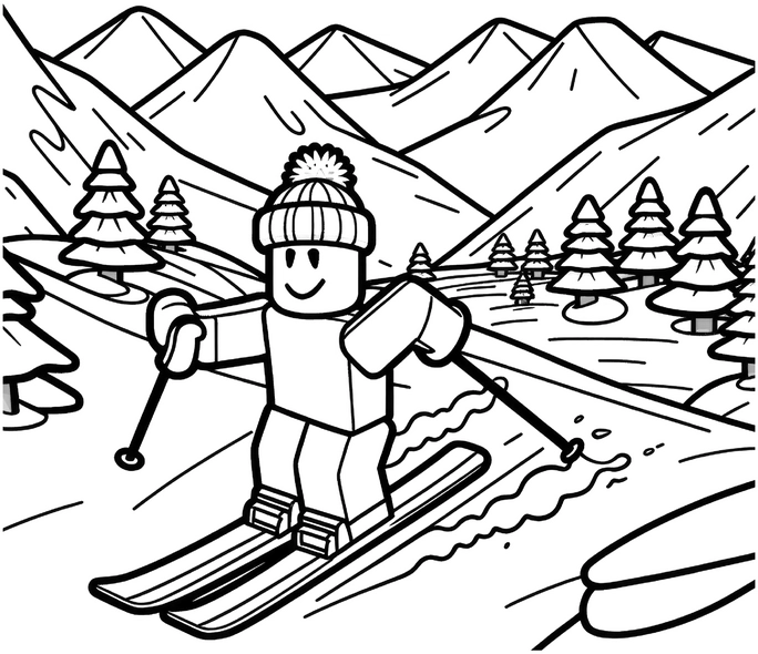 skifahrer-in-winterlandschaft-malvorlage