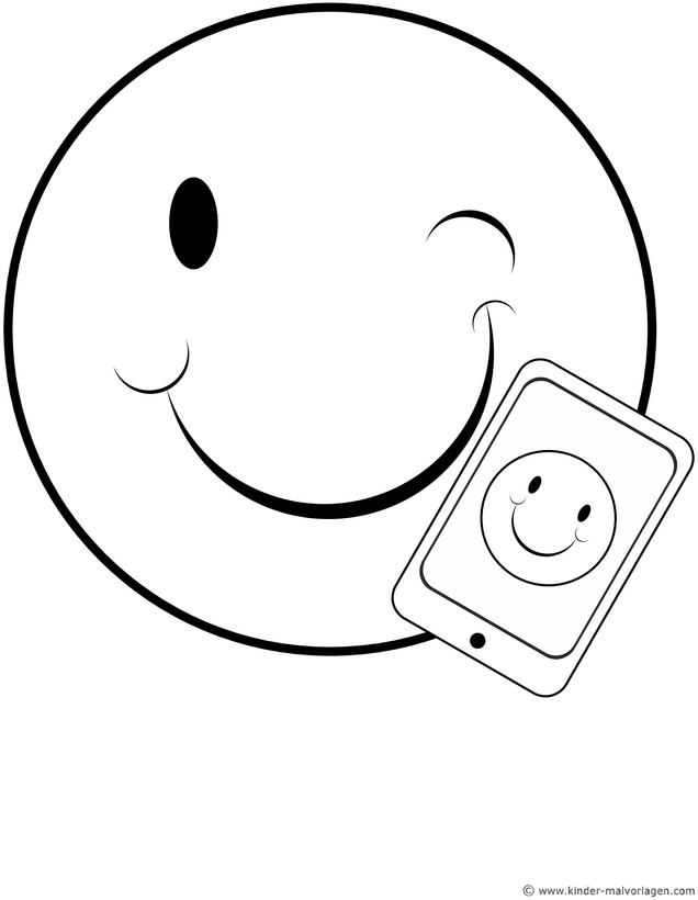 smiley-mit-smartphone-ausmalvorlage