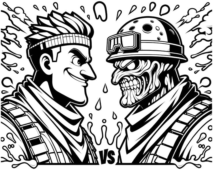 soldat-gegen-zombie-malvorlage