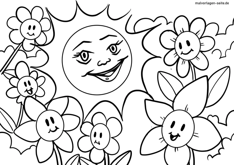 sonne-und-blumen-ausmalvorlage