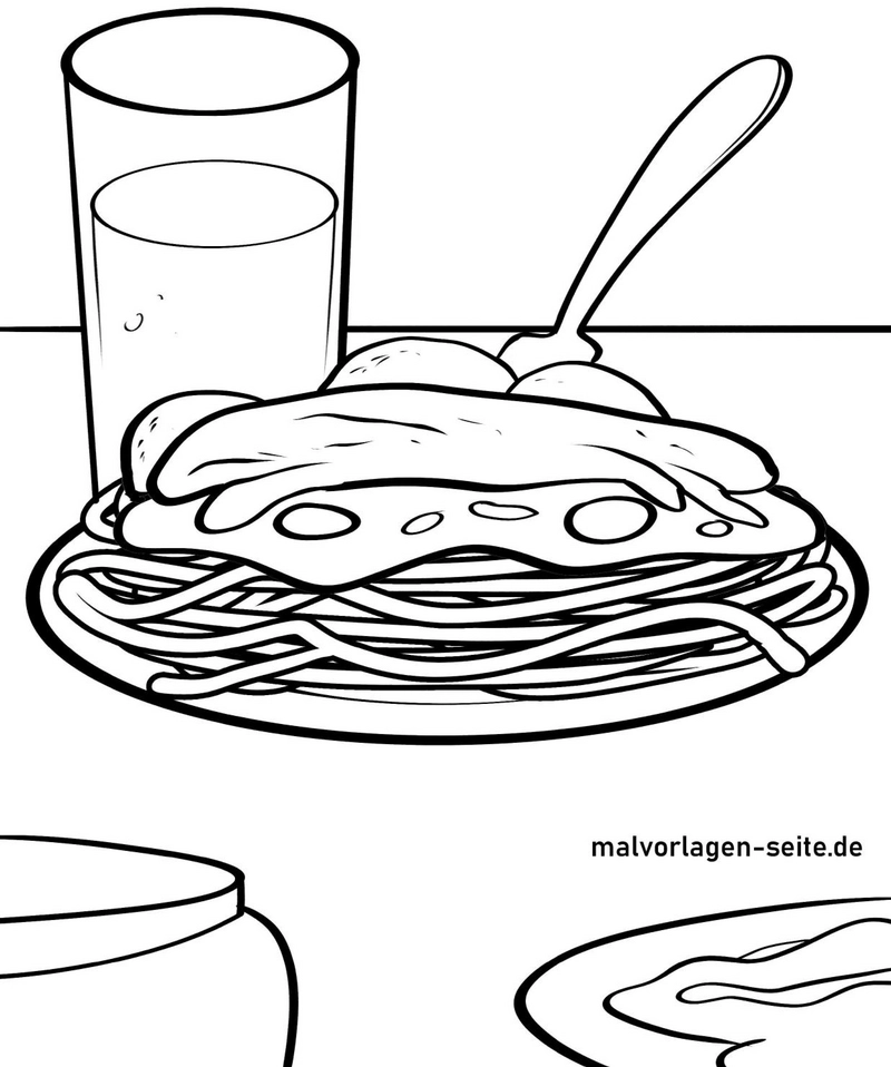 spaghetti-und-getraenk-auf-dem-teller