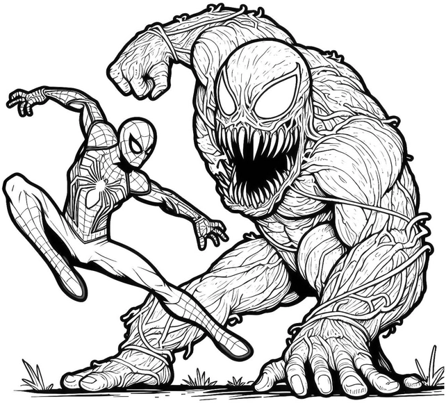spider-man-gegen-monster-ausmalvorlage