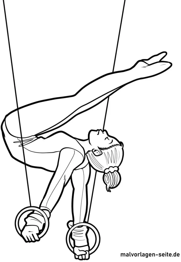 sportlerin-an-ringen-turnend-malvorlage