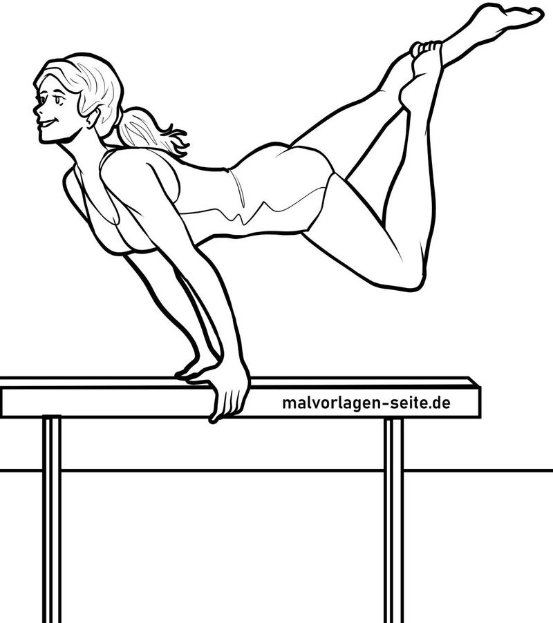 sportlerin-auf-dem-turnbalken-malvorlage