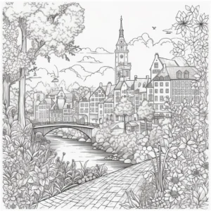 stadtlandschaft-mit-fluss-und-baeumen