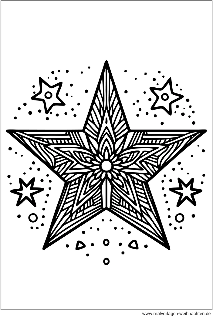 stern-mit-geometrischem-muster-malvorlage