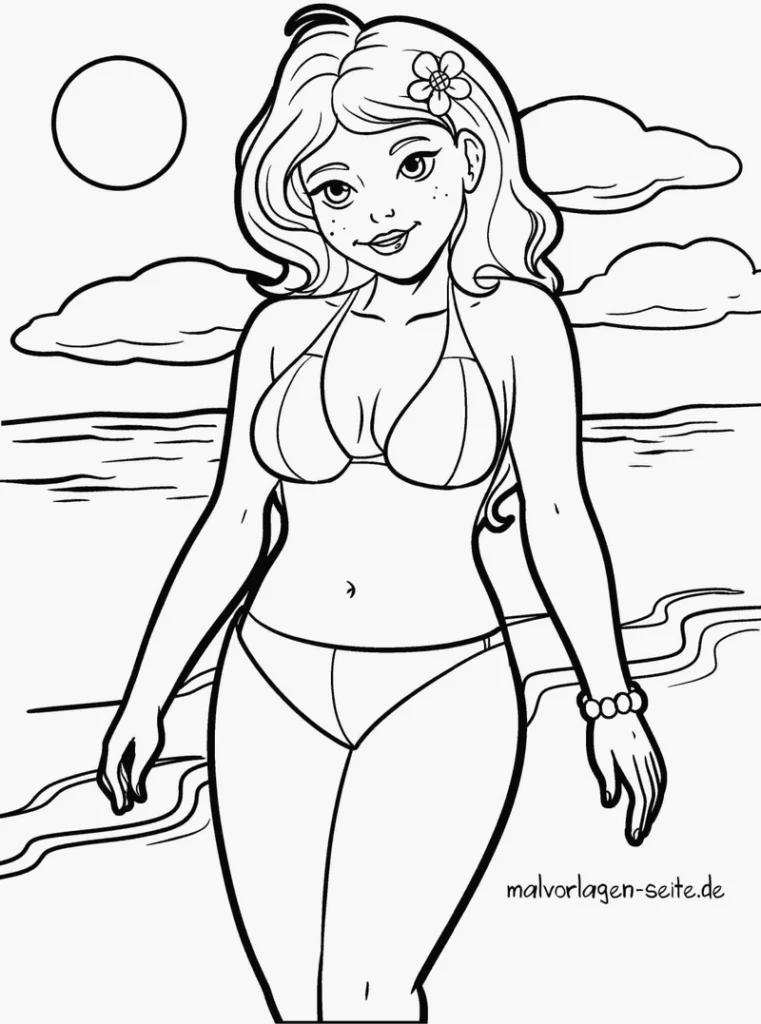 strandfigur-im-bikini-am-meer-ausmalvorlage