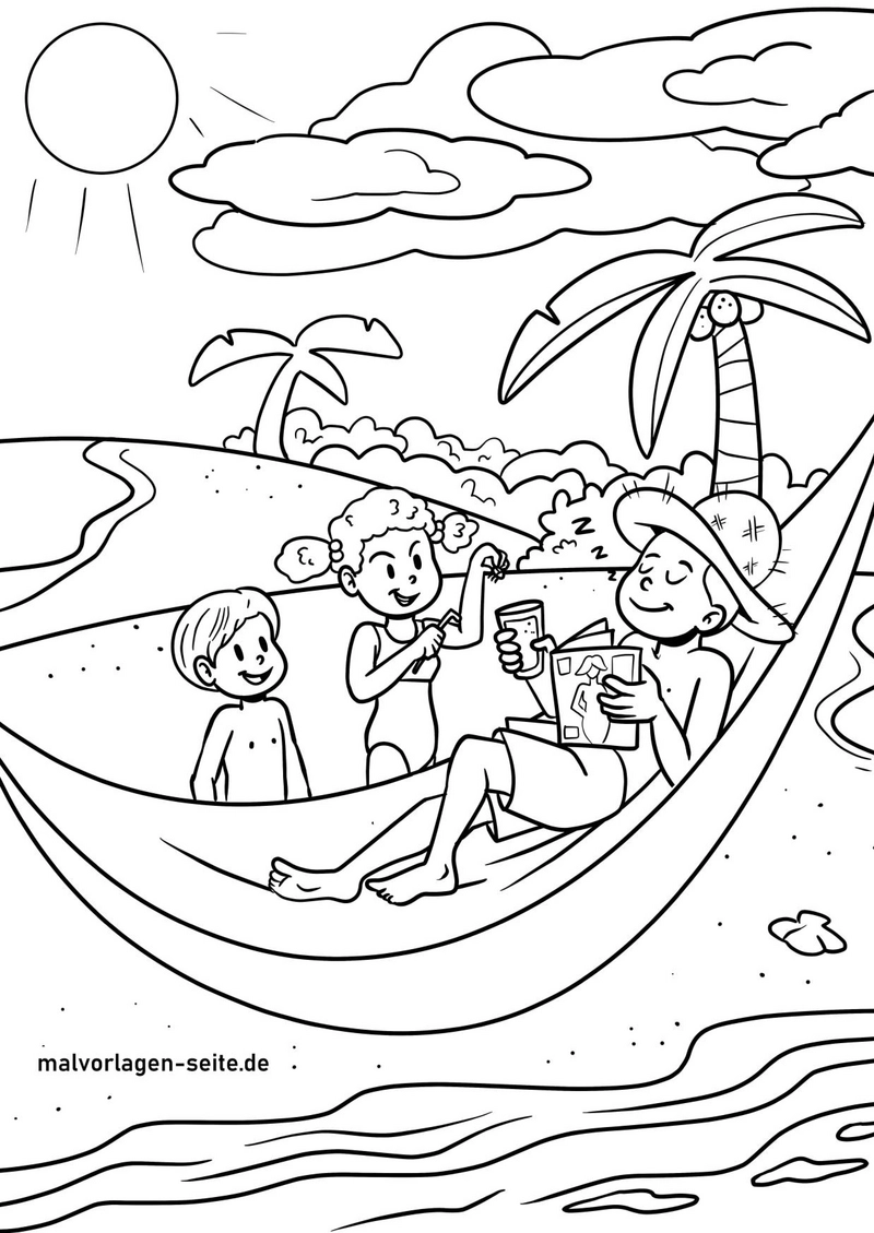 strandlandschaft-mit-kindern-und-haengematte