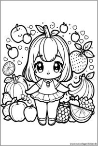 suesse-maedchen-und-obst-ausmalvorlage
