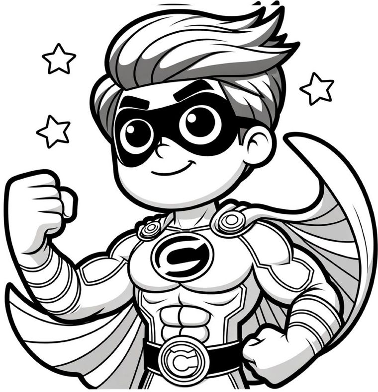 superheld-ausmalvorlage-mit-sternen