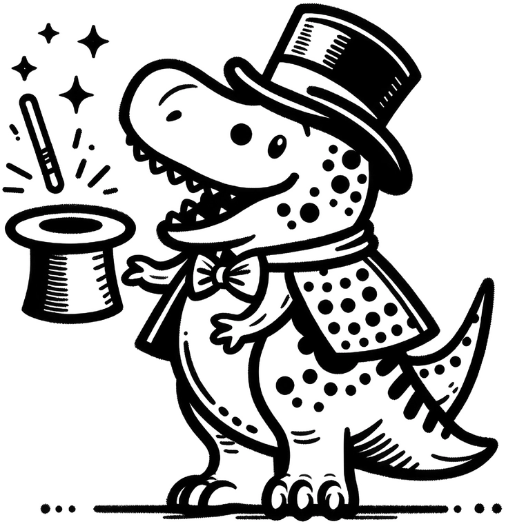 t-rex-als-zauberer-ausmalvorlage