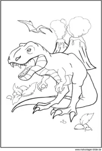 t-rex-dinosaurier-in-vulkanlandschaft