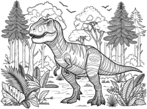 t-rex-im-wald-ausmalvorlage