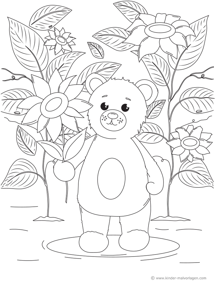 teddybaer-sonnenblumen-ausmalvorlage