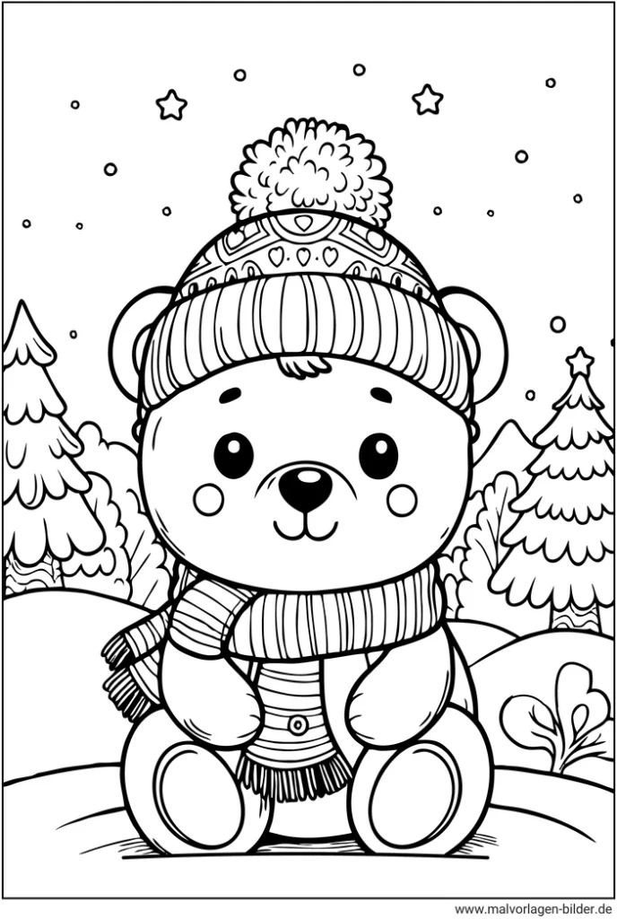 teddybear-im-winter-ausmalvorlage