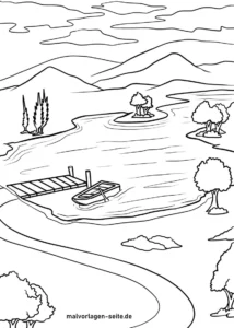teichlandschaft-mit-boot-und-baeumen