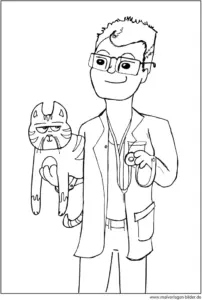tierarzt-mit-haustier-ausmalvorlage