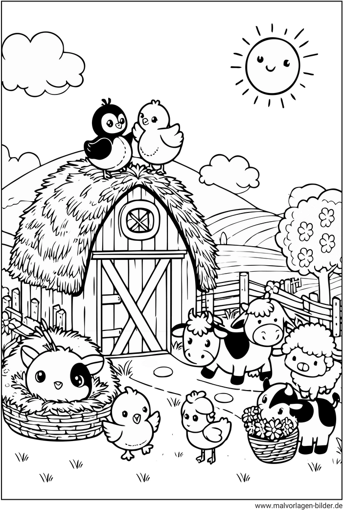 tiere-auf-dem-bauernhof-ausmalvorlage