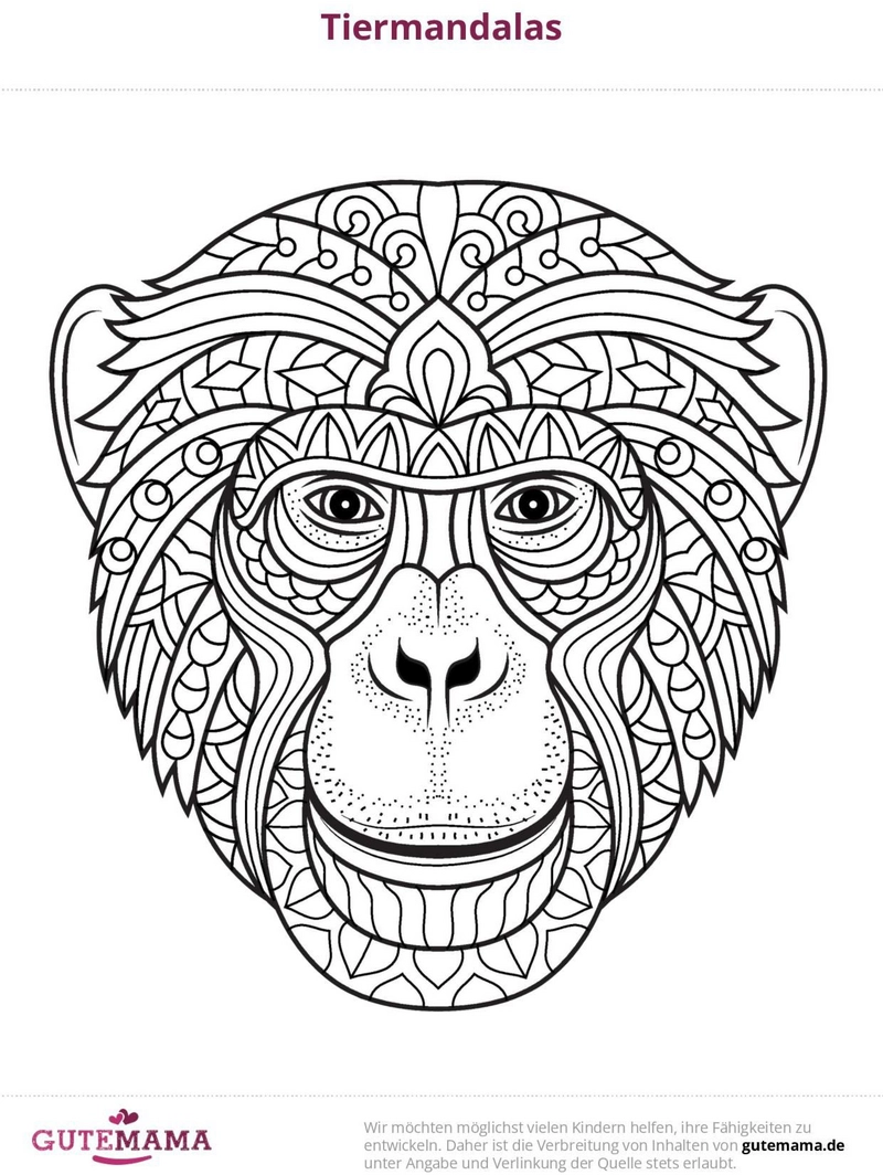 tiermandala-affe-ausmalvorlage