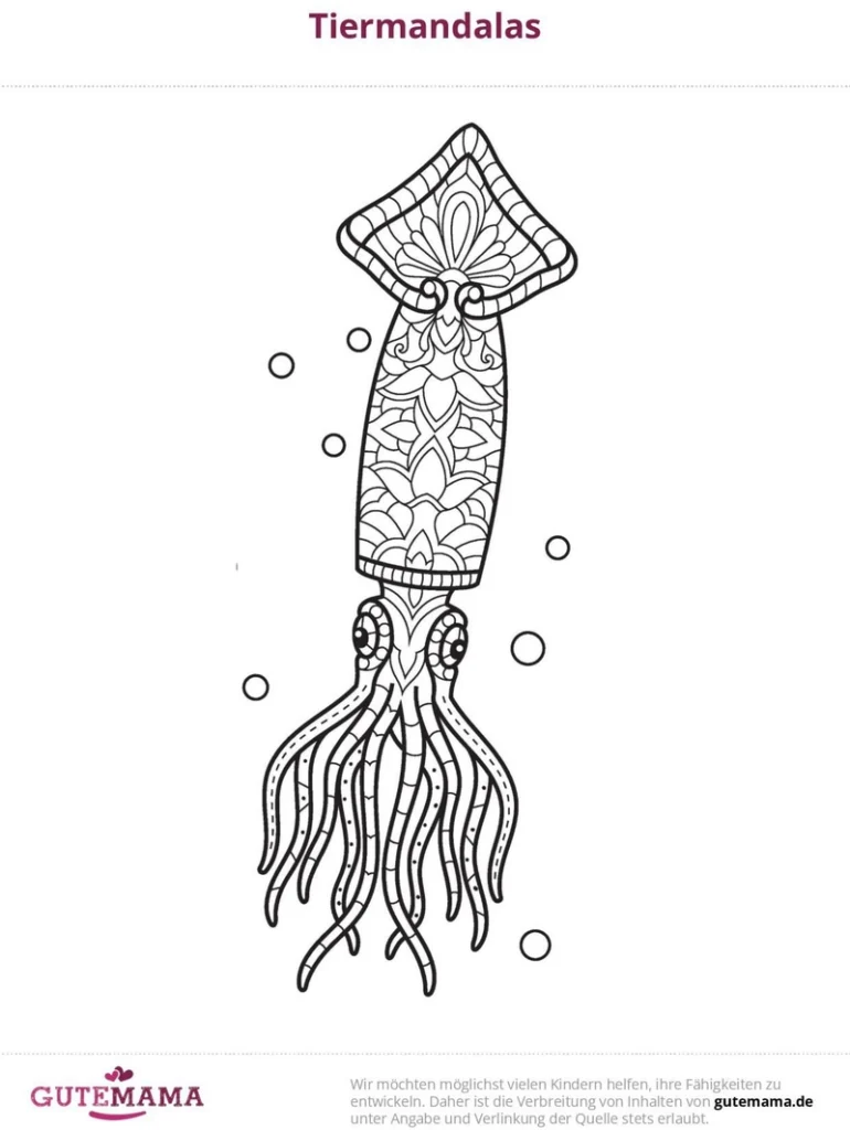 tiermandala-tintenfisch-ausmalvorlage