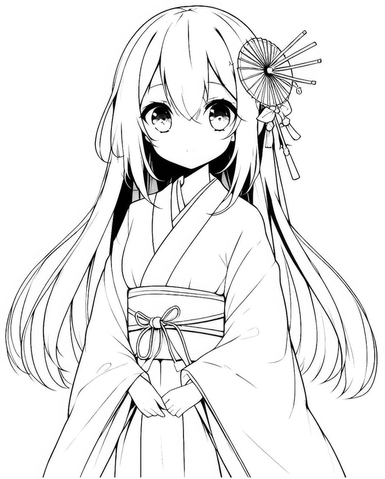 traditionelles-maedchen-im-kimono-mit-faechern