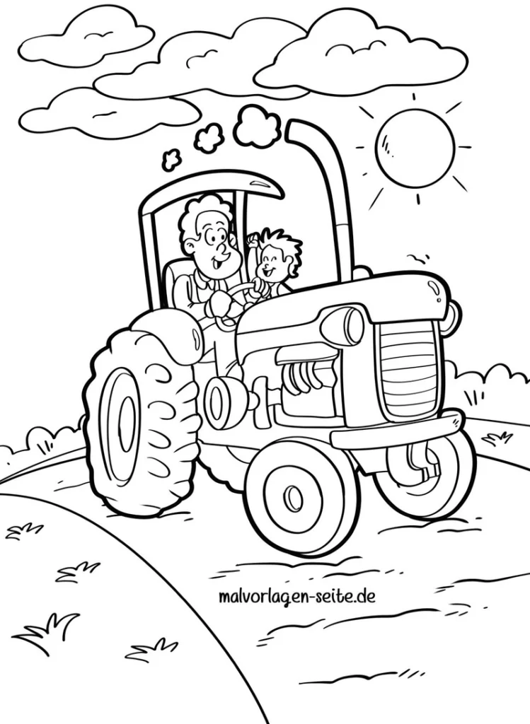 traktor-auf-dem-bauernhof-ausmalbild