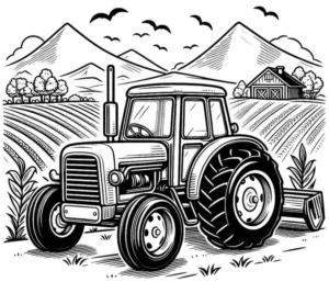 traktor-in-der-landschaft-ausmalvorlage