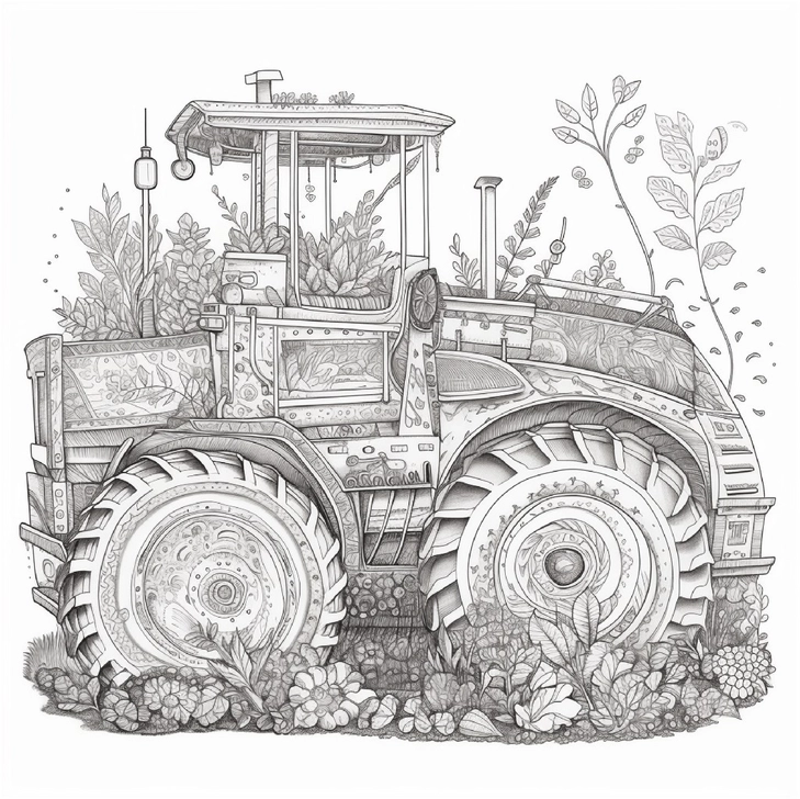 traktor-umgeben-von-pflanzen-und-blumen