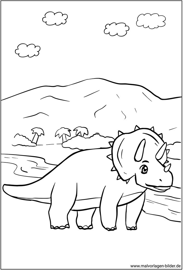 triceratops-ausmalbild-dinosaurier-motiv
