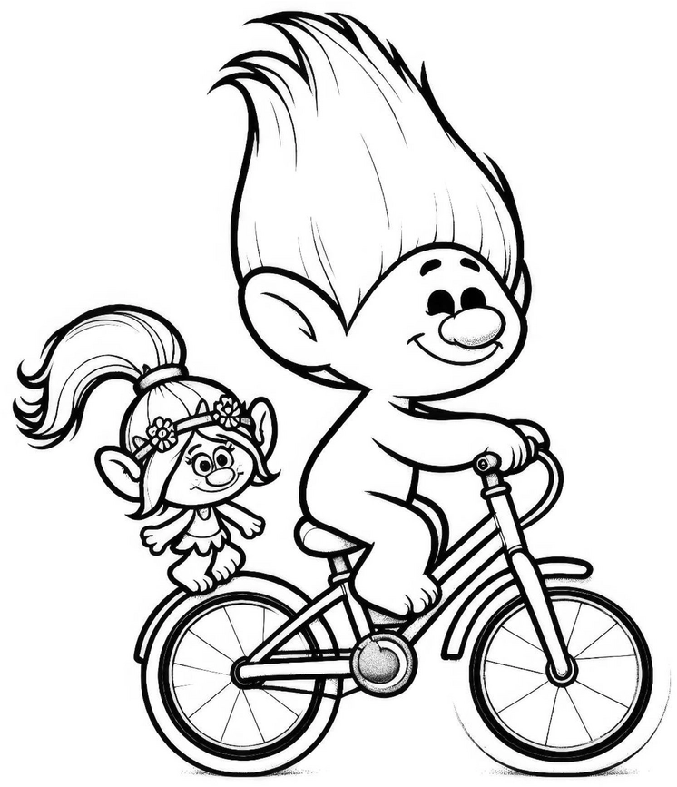 troll-figuren-auf-fahrrad-malvorlage