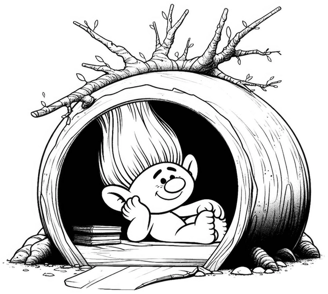 troll-im-baumstamm-ausmalvorlage