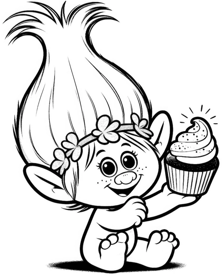 troll-mit-cupcake-ausmalvorlage