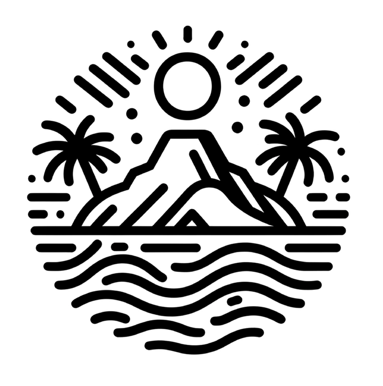tropische-insel-mit-vulkan-und-palmen-malvorlage