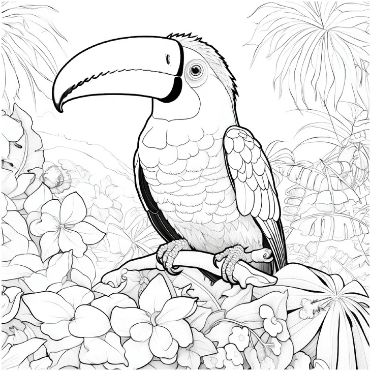 tukan-im-dschungel-malen-ausmalvorlage