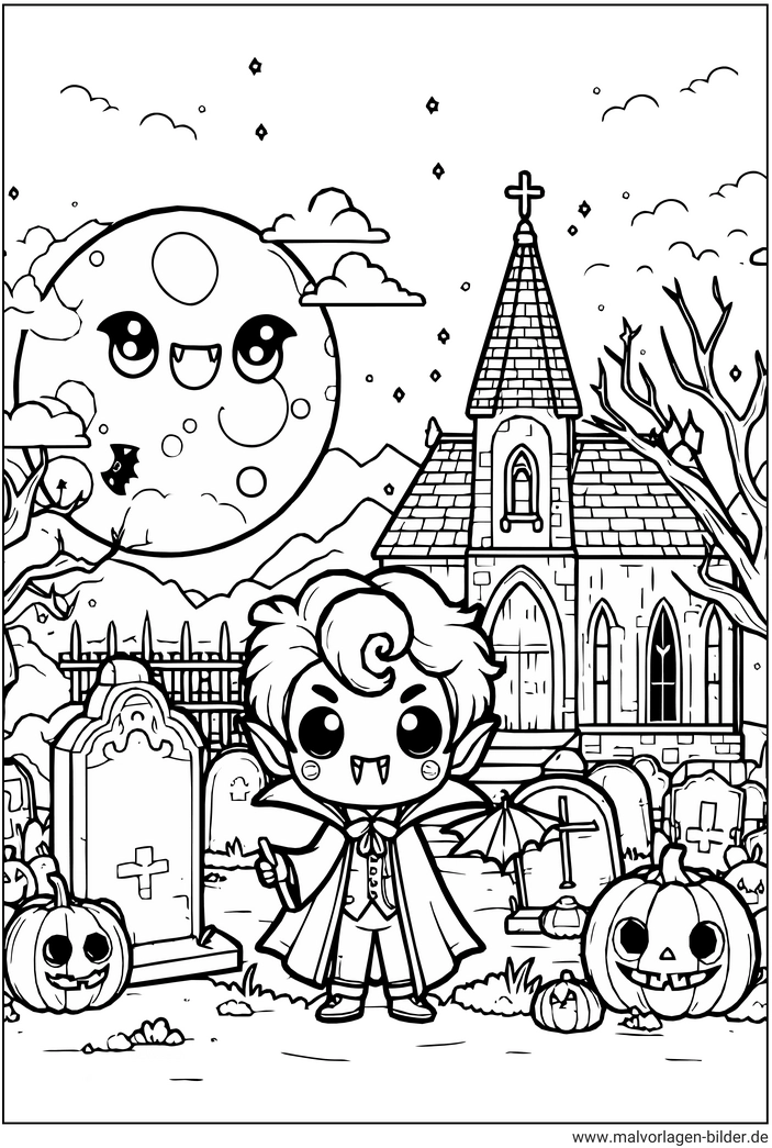 vampir-auf-dem-friedhof-halloween-malvorlage