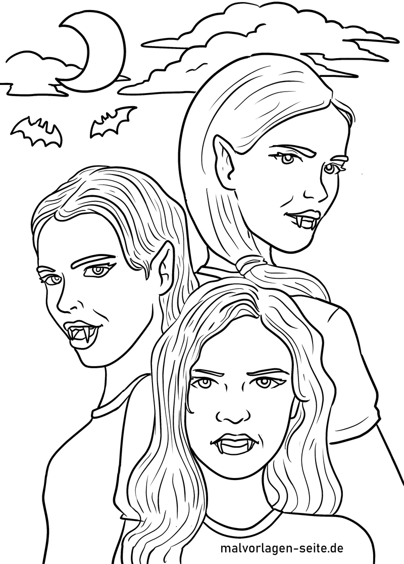 vampirische-figuren-mit-mond-und-fledermaeusen