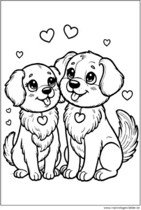 verliebte-hunde-herzen-ausmalvorlage
