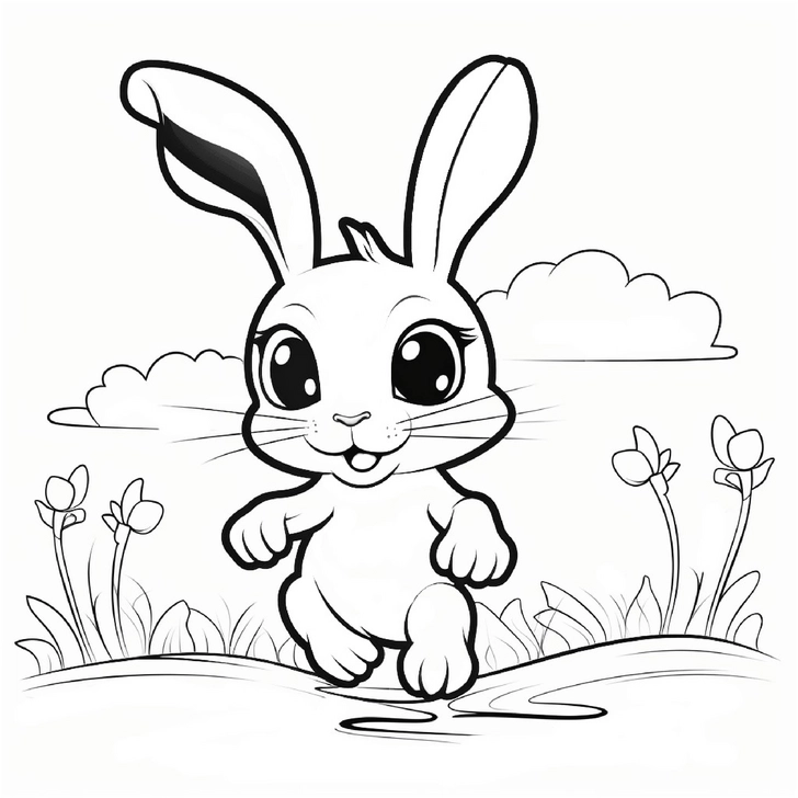 verspieltes-kaninchen-in-bluehender-landschaft