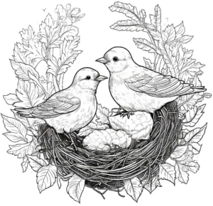 voegel-im-nest-mit-pflanzen