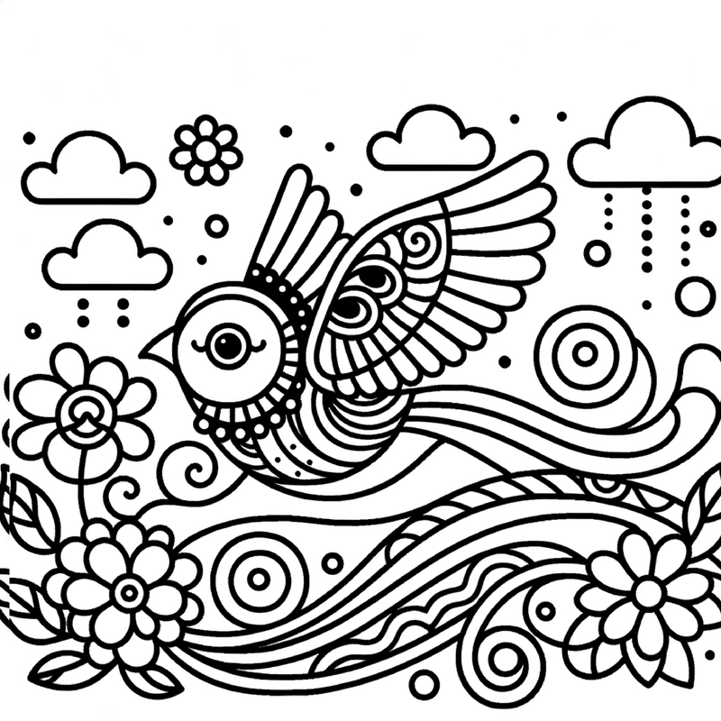 vogel-blumen-wolken-ausmalvorlage