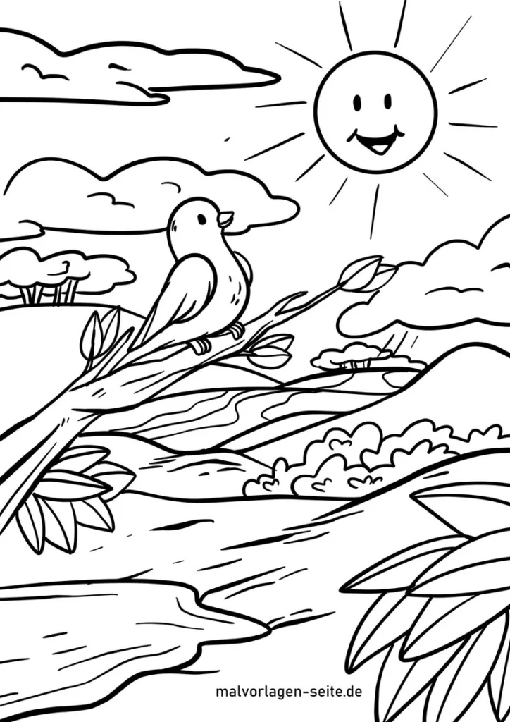 vogel-in-der-natur-mit-sonne-und-wolken