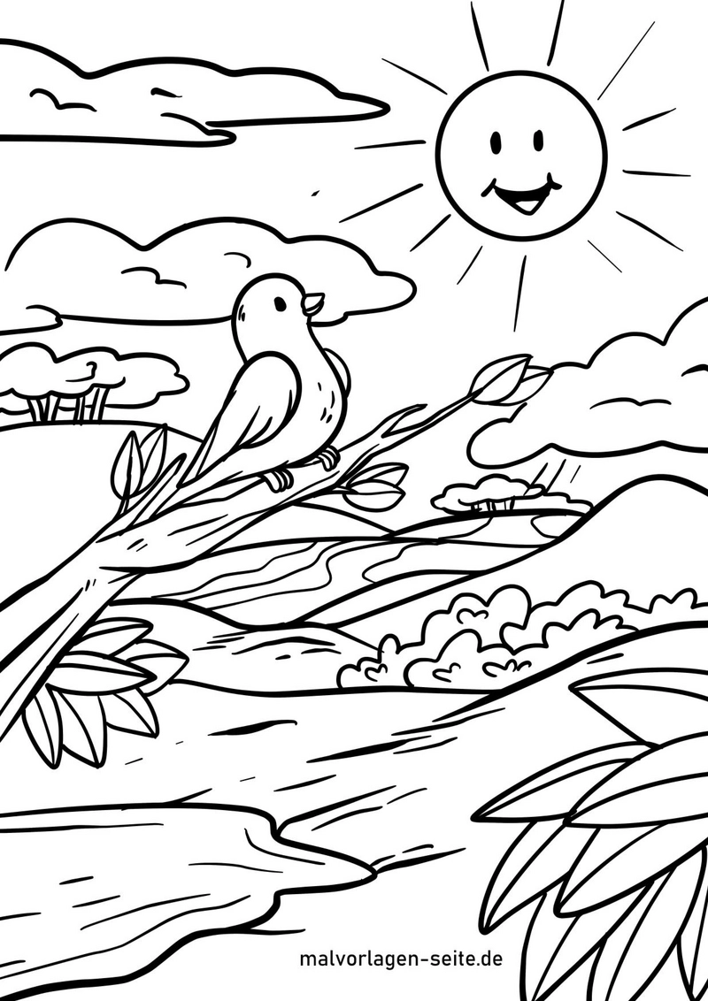 vogel-in-der-natur-mit-sonne-und-wolken