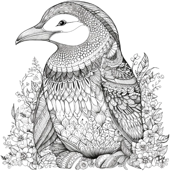 vogel-mit-blumen-ausmalvorlage