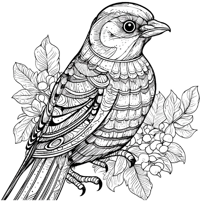 vogel-mit-blumen-und-blaettern-ausmalen