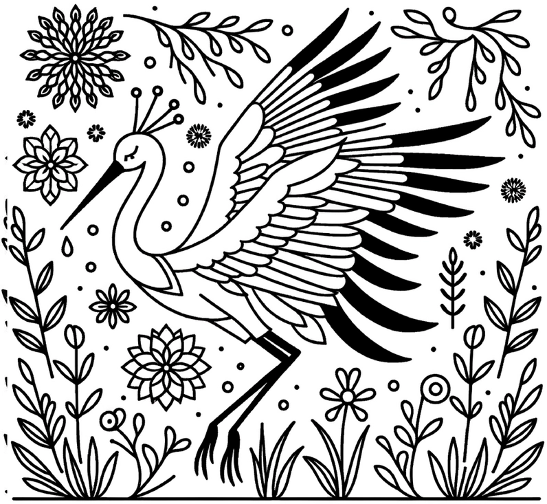 vogel-und-blumen-ausmalvorlage