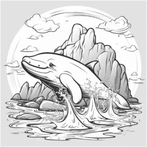 wal-und-felsen-im-wasser-malvorlage