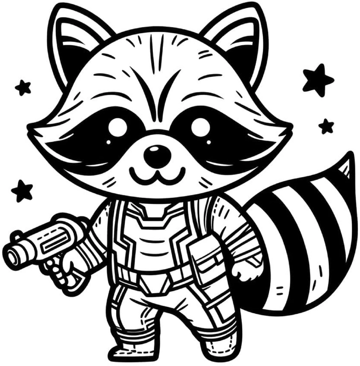 waschbaer-superheld-mit-blaster-malvorlage